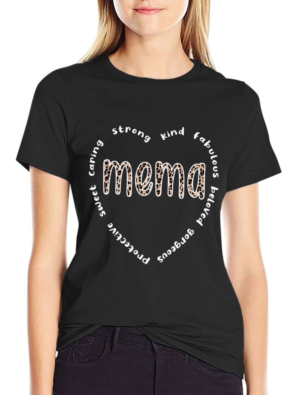 Mema Leopard Print Heart T-Shirt
