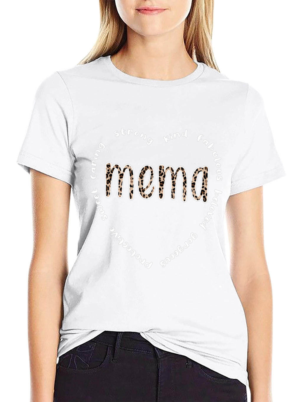 Mema Leopard Print Heart T-Shirt