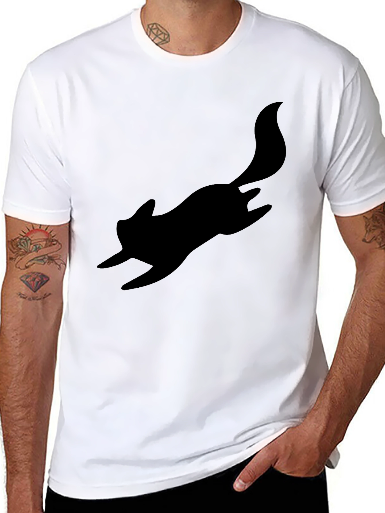Black Squirrel Silhouette Tee - Casual Cool