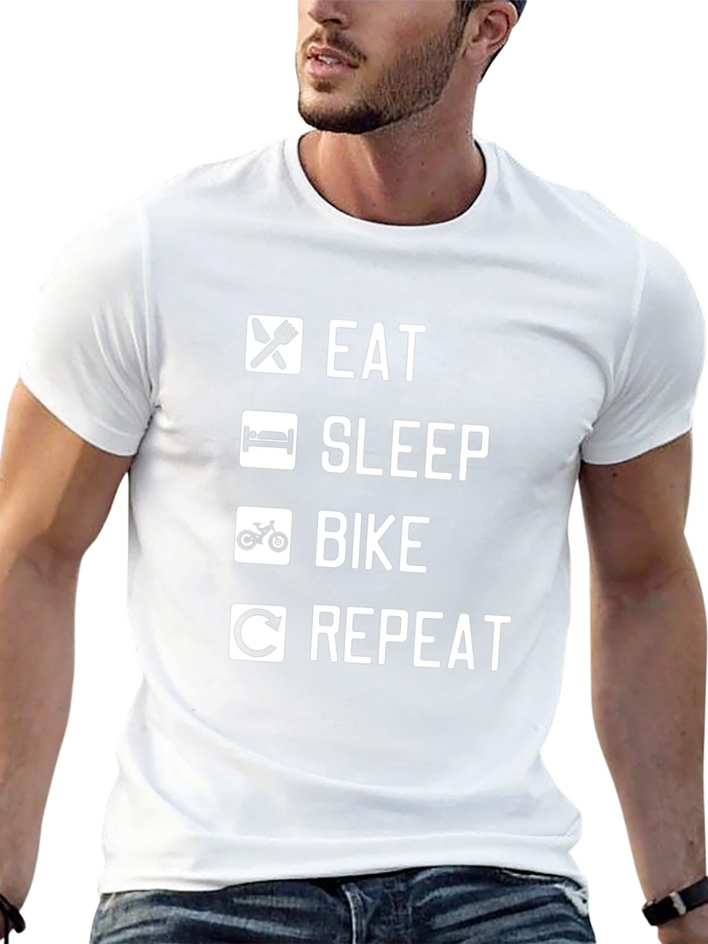 Eat Sleep Bike Repeat Graphic Tee - Cycling T-Shirt