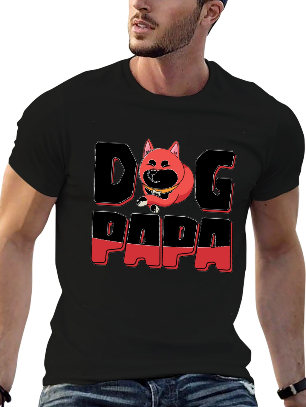 Dog Papa Graphic T-Shirt - Mens Black Tee