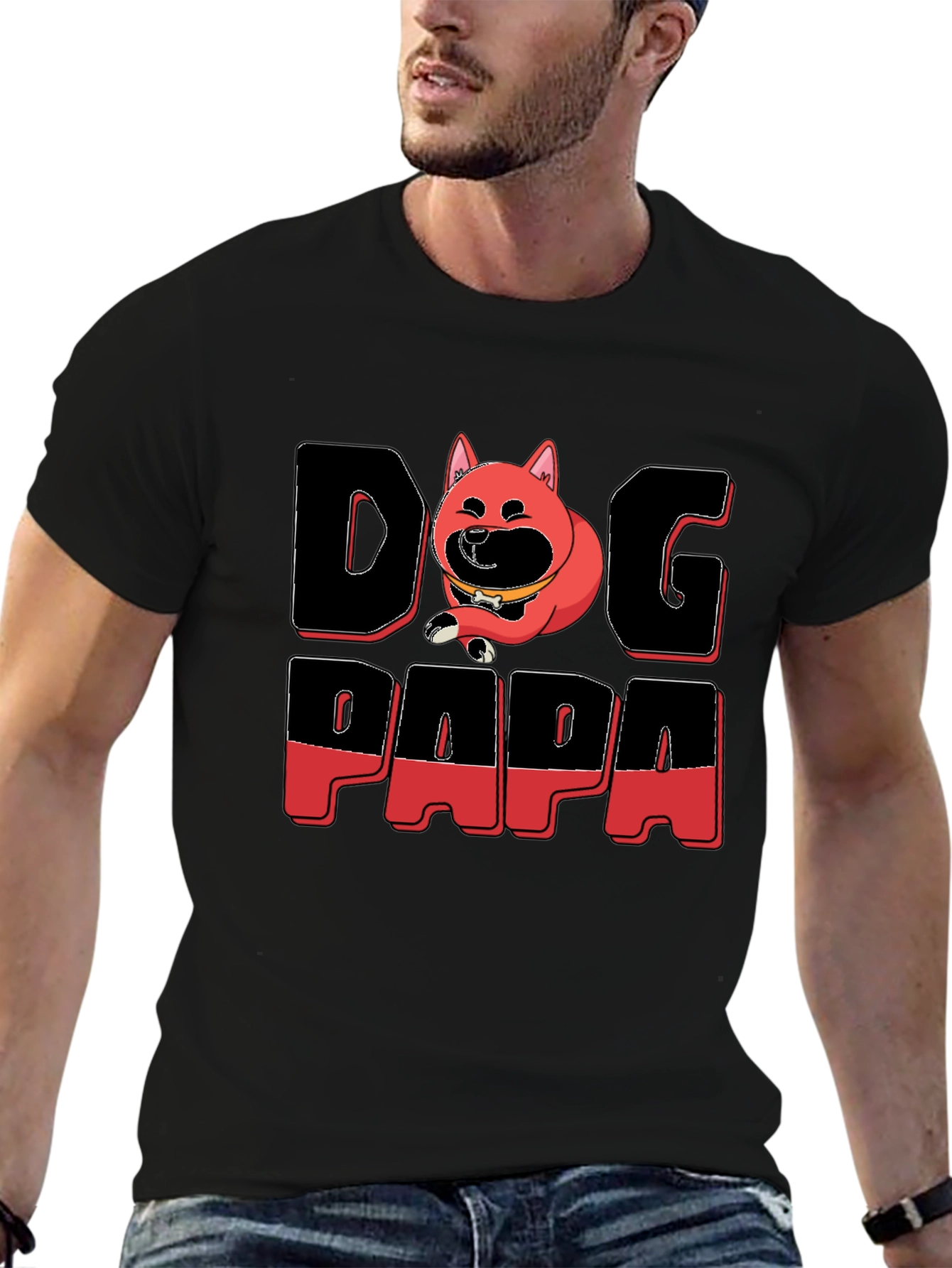 Dog Papa Graphic T-Shirt - Mens Black Tee