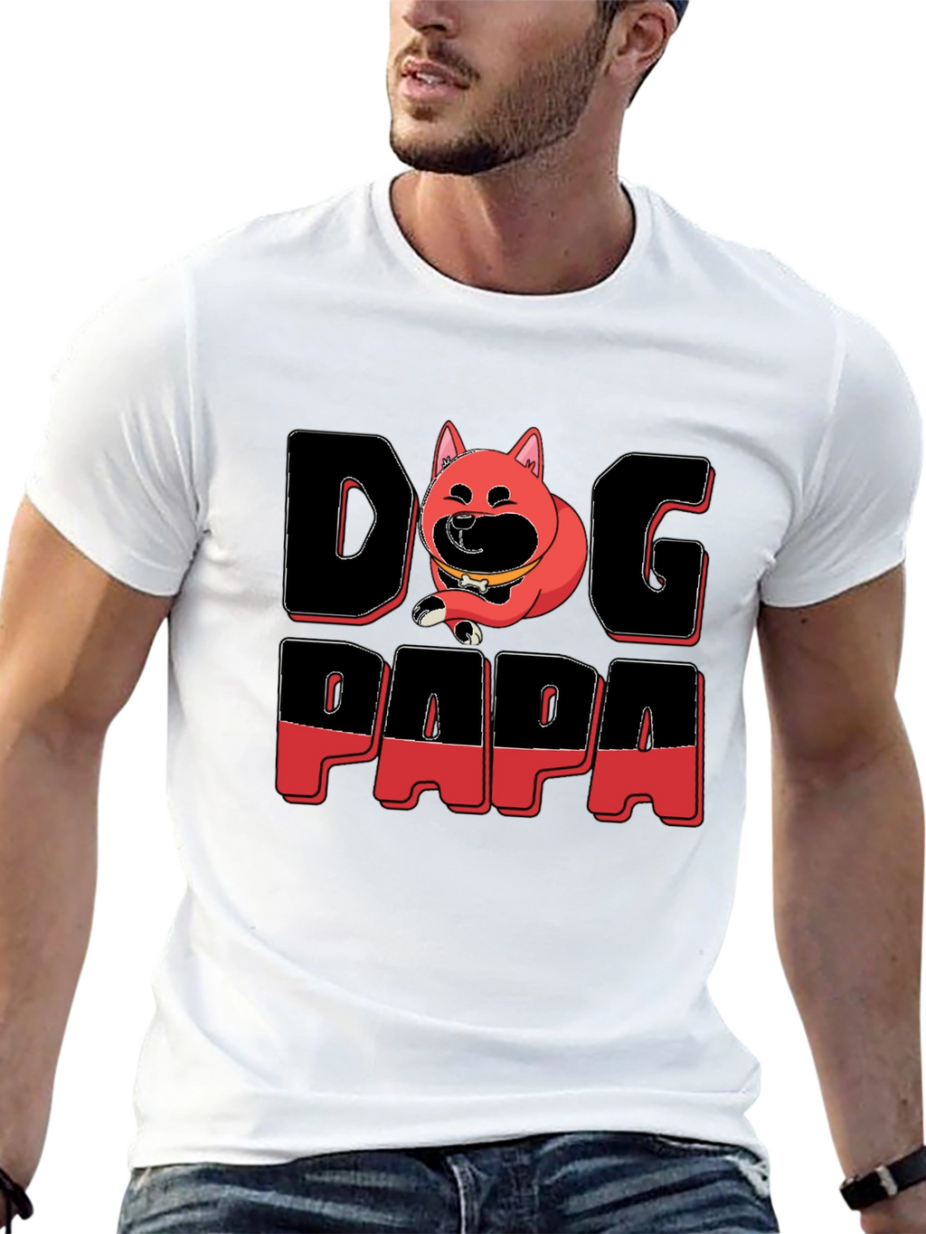 Dog Papa Graphic T-Shirt - Mens Black Tee