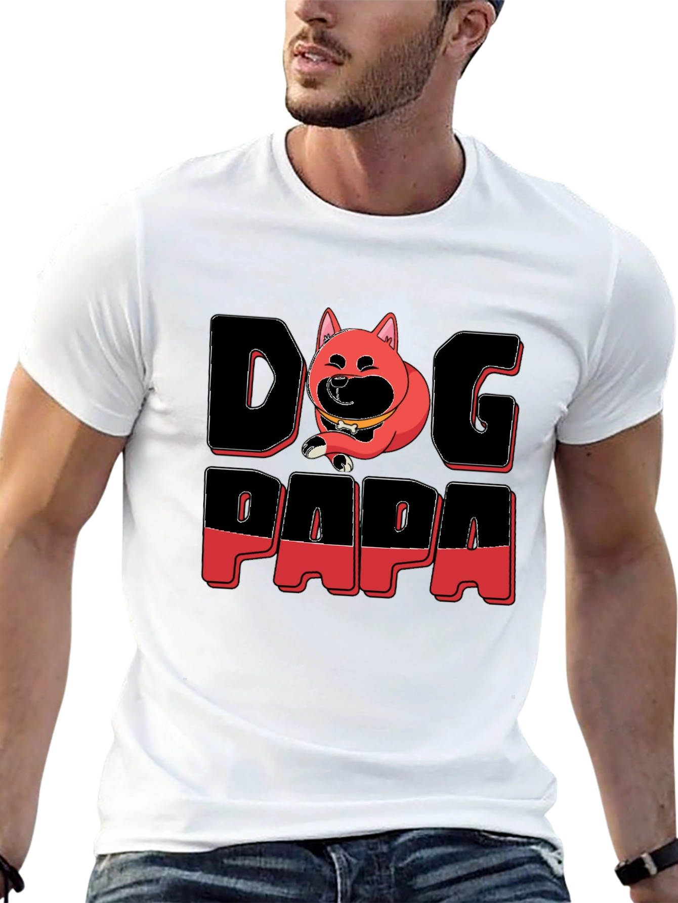 Dog Papa Graphic T-Shirt - Mens Black Tee