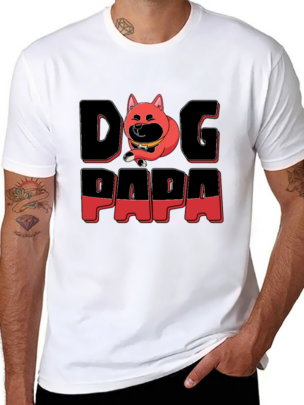 Dog Papa Graphic T-Shirt - Mens Black Tee