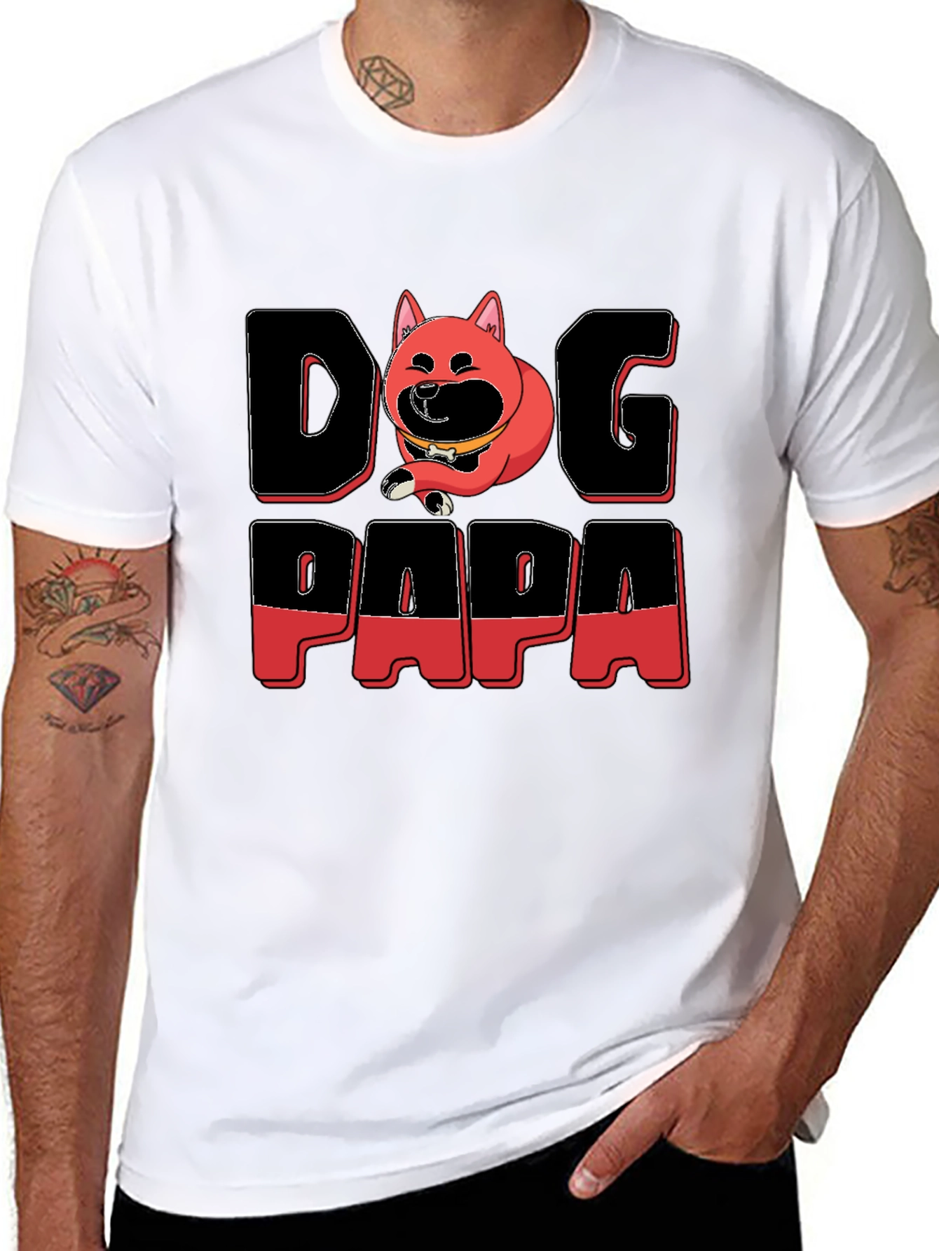 Dog Papa Graphic T-Shirt - Mens Black Tee