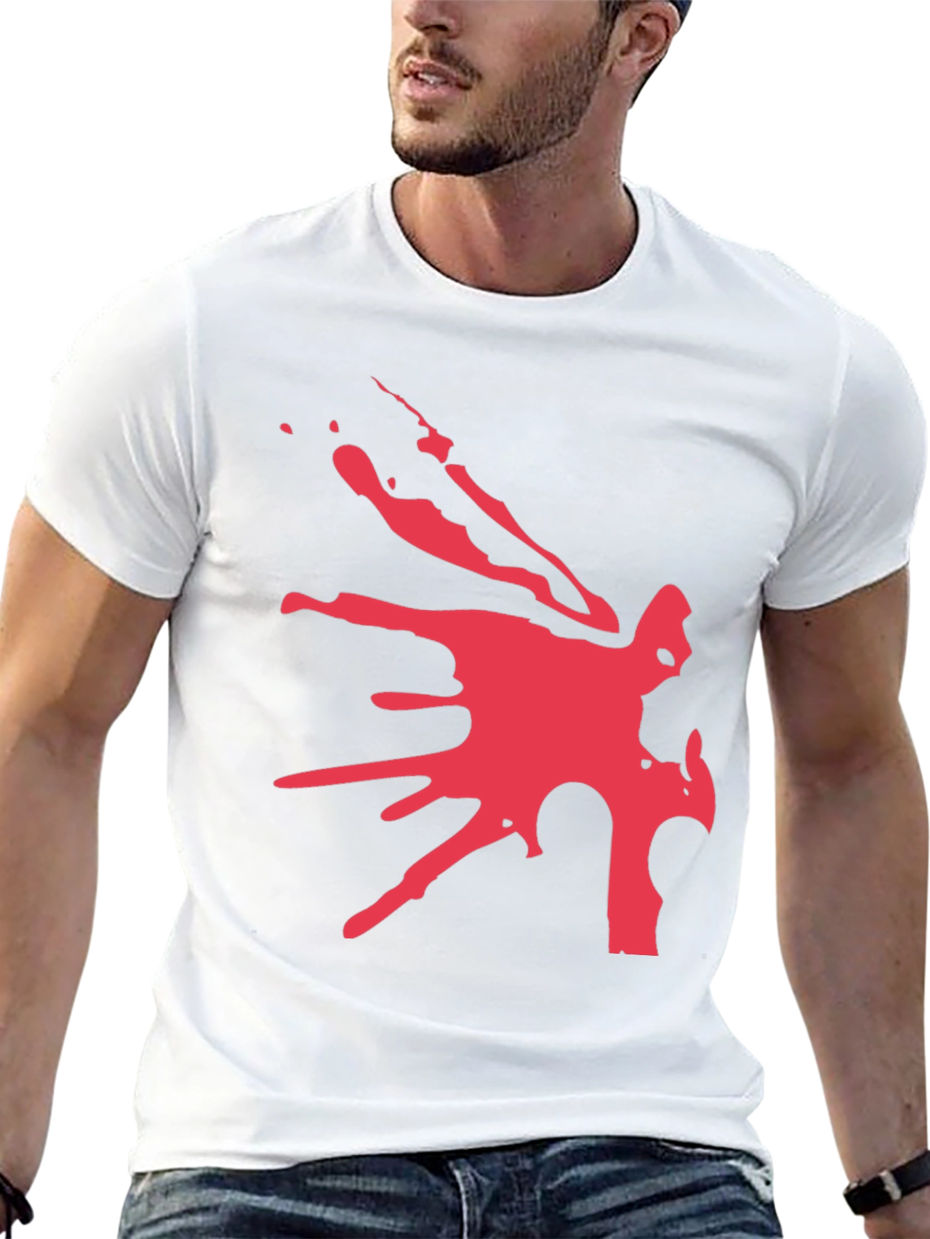 Bold Graphic Tee - Abstract Red Design on Black