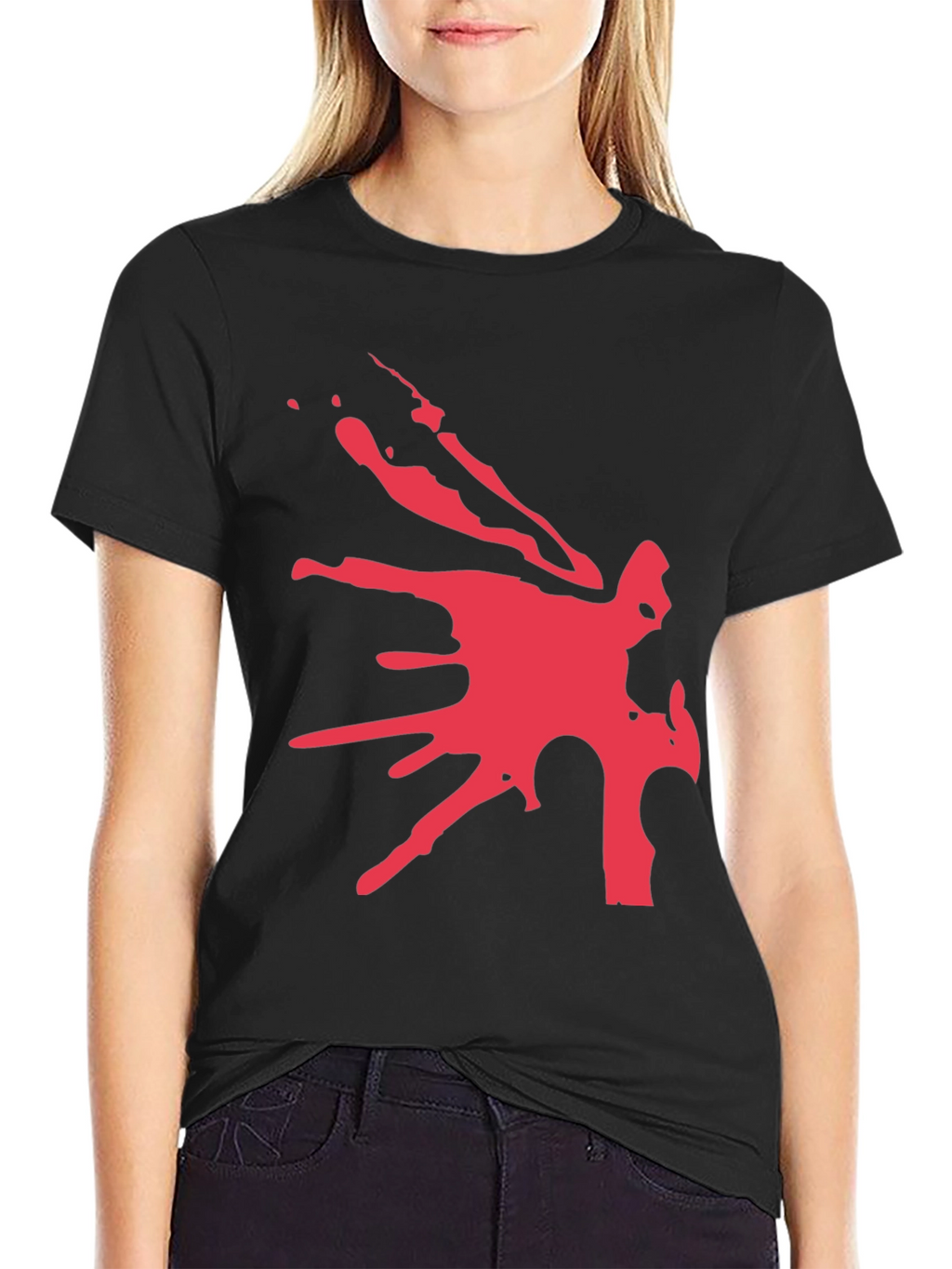 Bold Graphic Tee - Abstract Red Design on Black