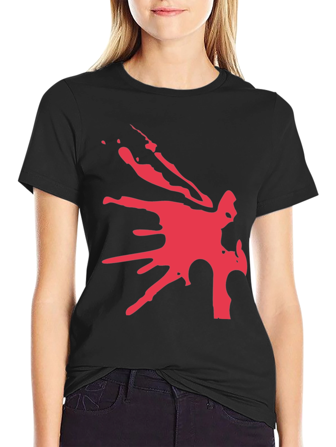 Bold Graphic Tee - Abstract Red Design on Black