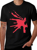 Bold Graphic Tee - Abstract Red Design on Black
