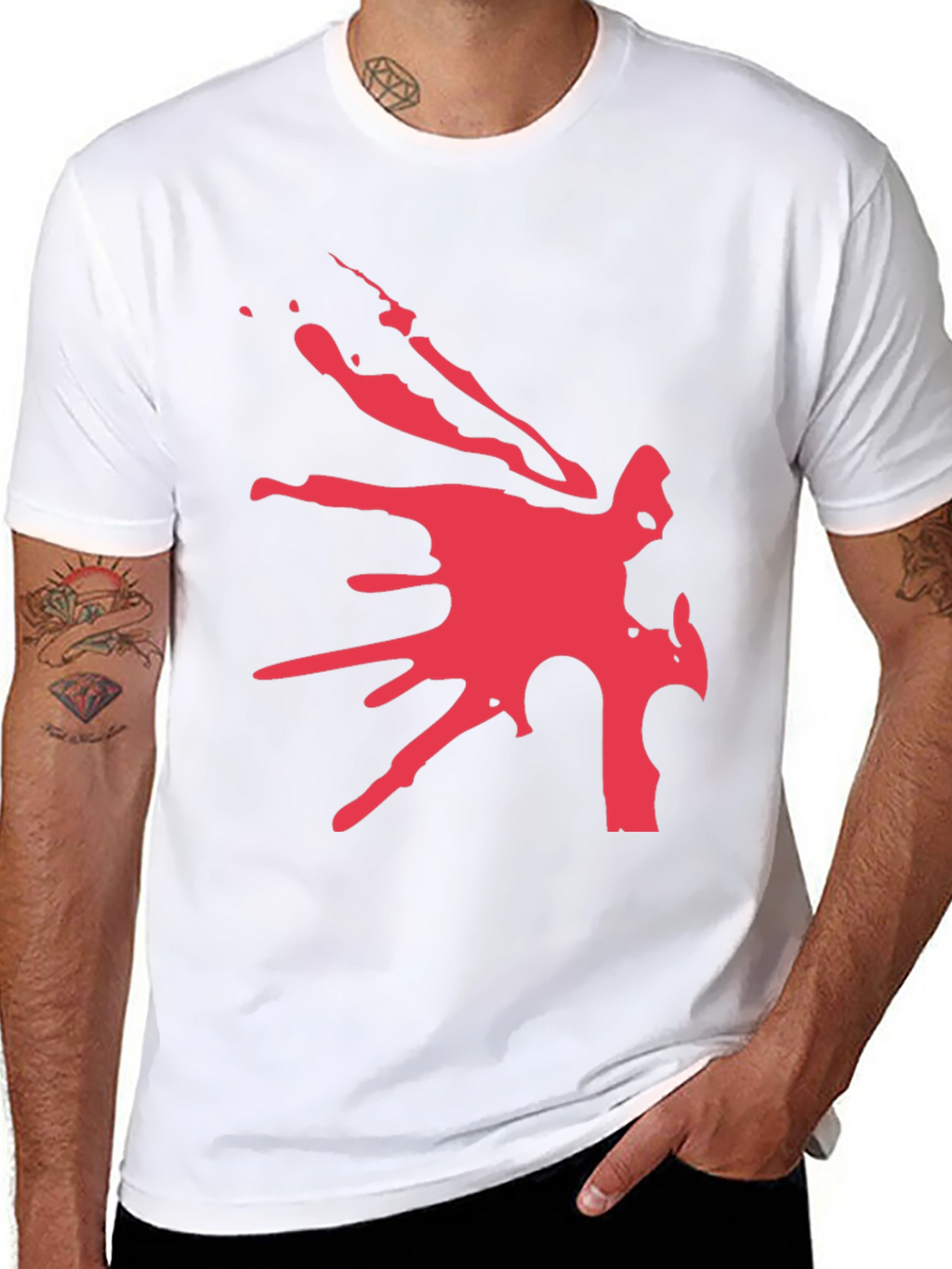 Bold Graphic Tee - Abstract Red Design on Black