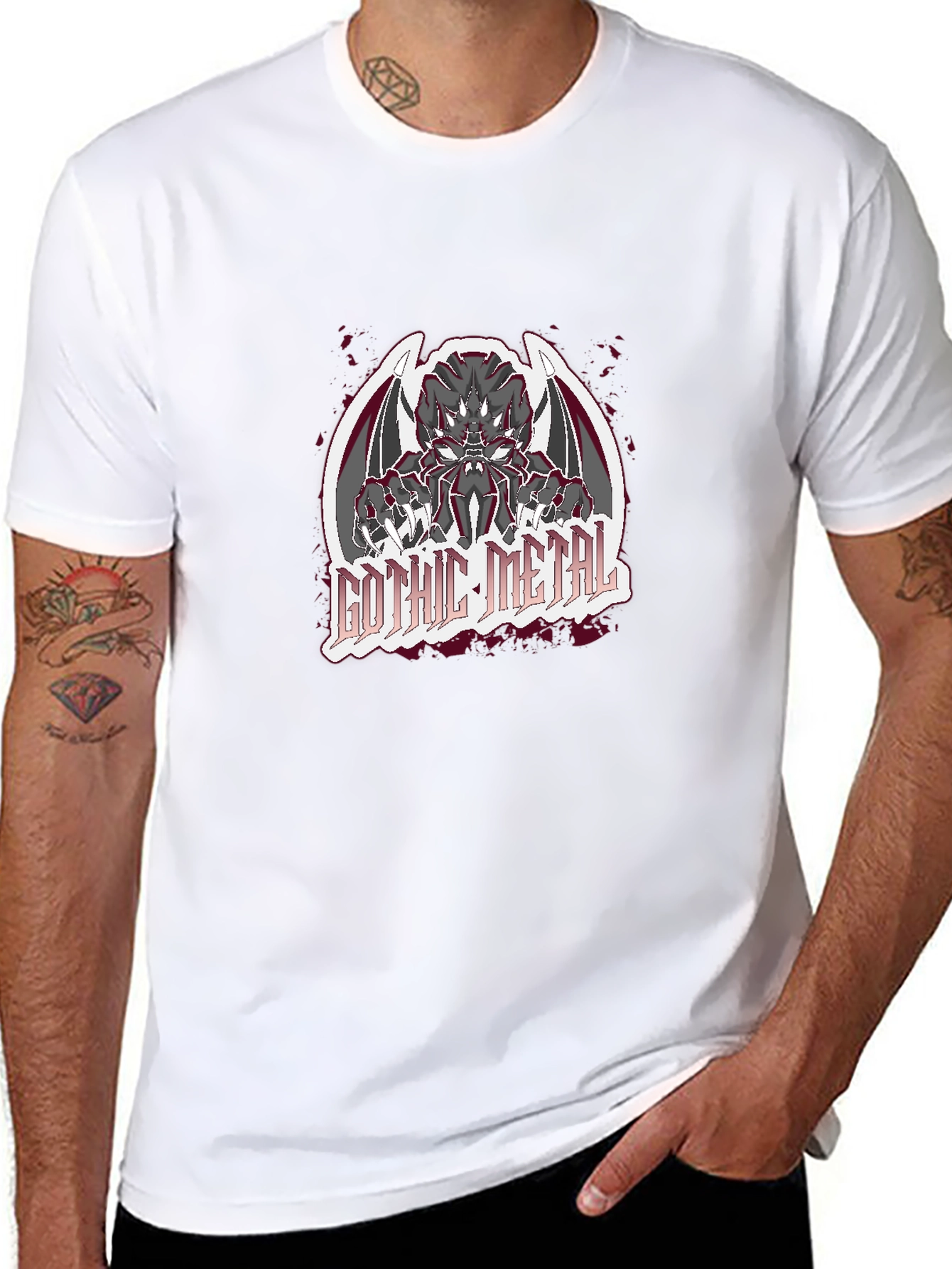 Gothic Metal Graphic Black T-Shirt