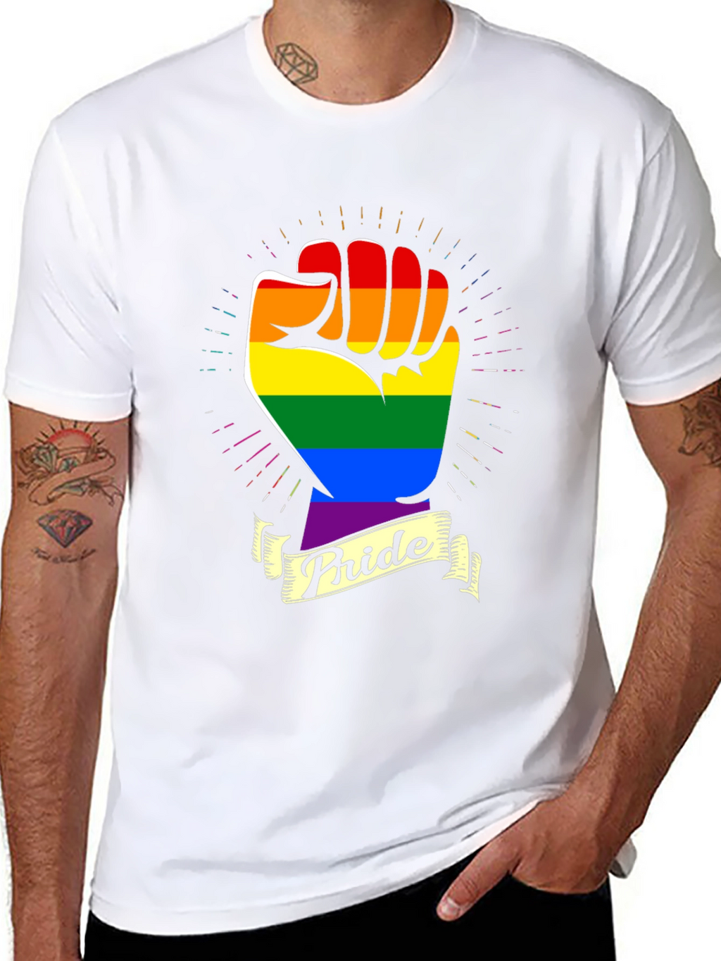 Pride Fist T-Shirt - Rainbow LGBT Gay Lesbian Rights