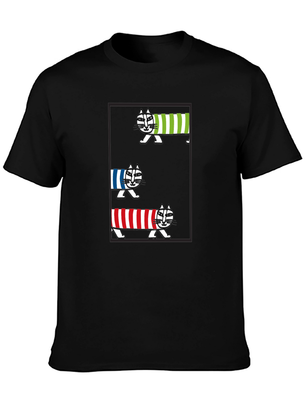 Striped Cat Graphic T-Shirt - Whimsical Tee