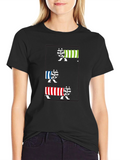 Striped Cat Graphic T-Shirt - Whimsical Tee