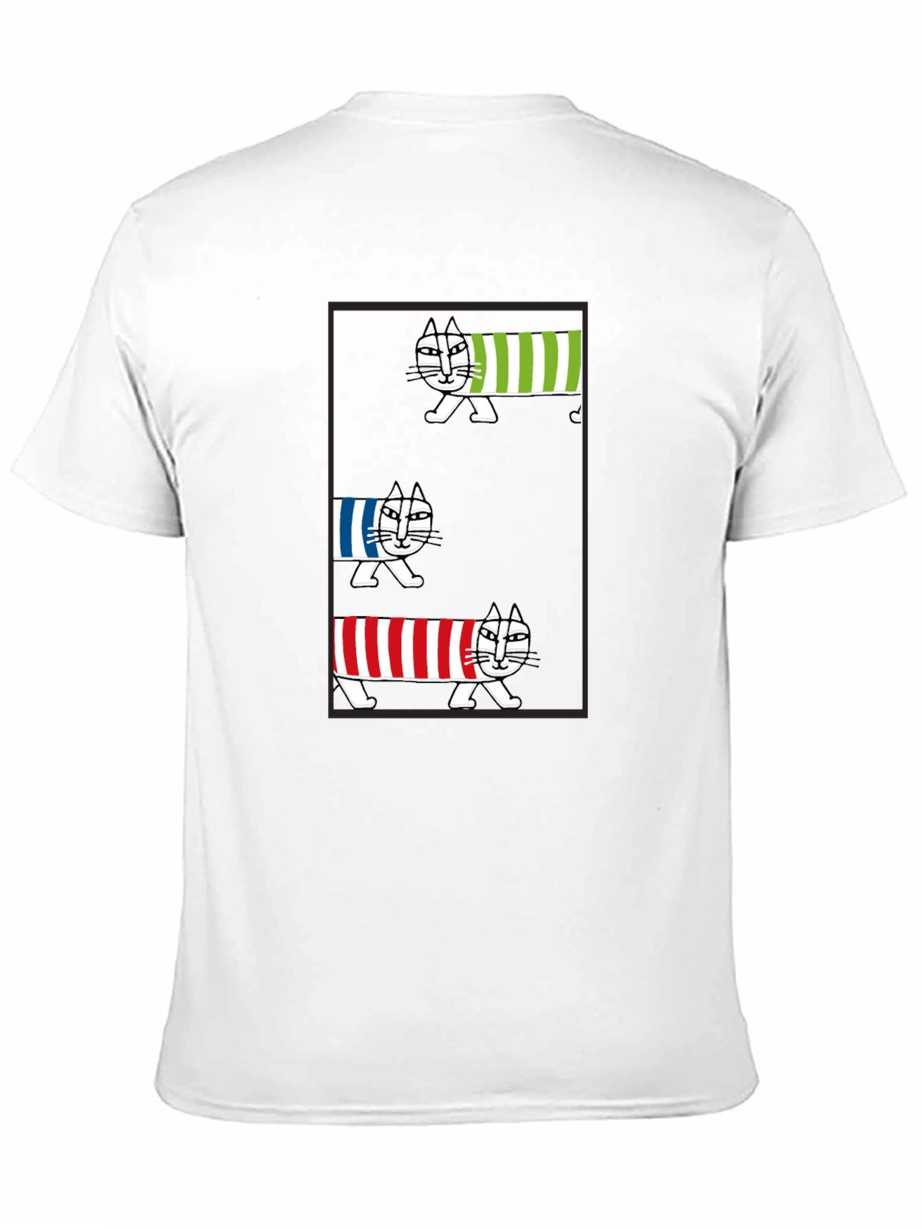 Striped Cat Graphic T-Shirt - Whimsical Tee
