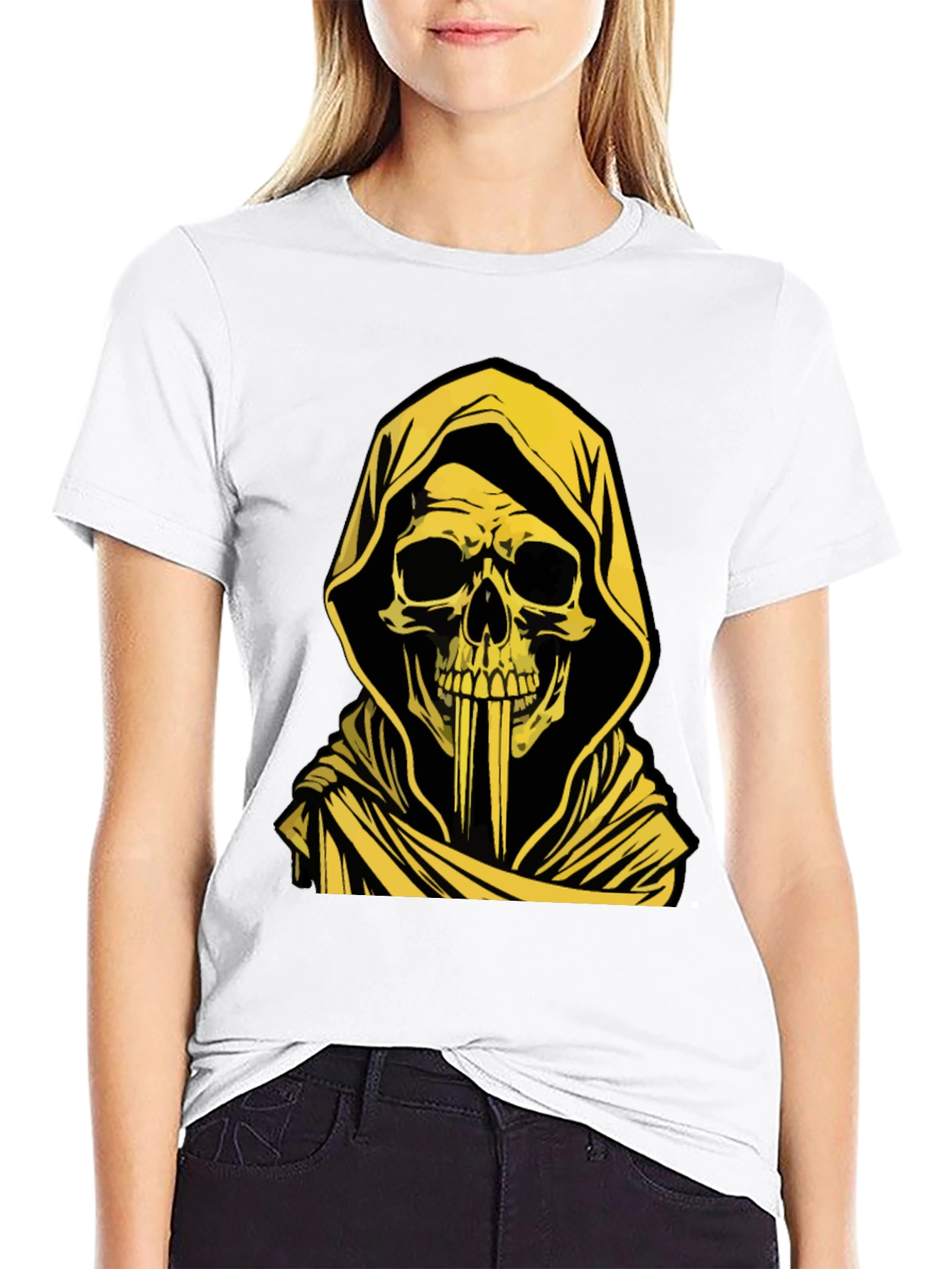 Grim Reaper Graphic Tee - Skull Hooded T-Shirt