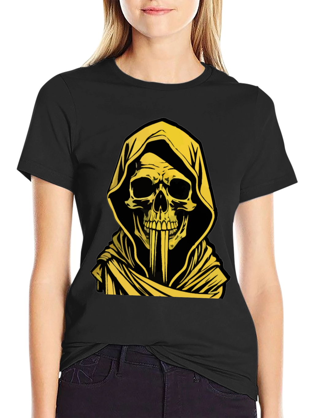 Grim Reaper Graphic Tee - Skull Hooded T-Shirt