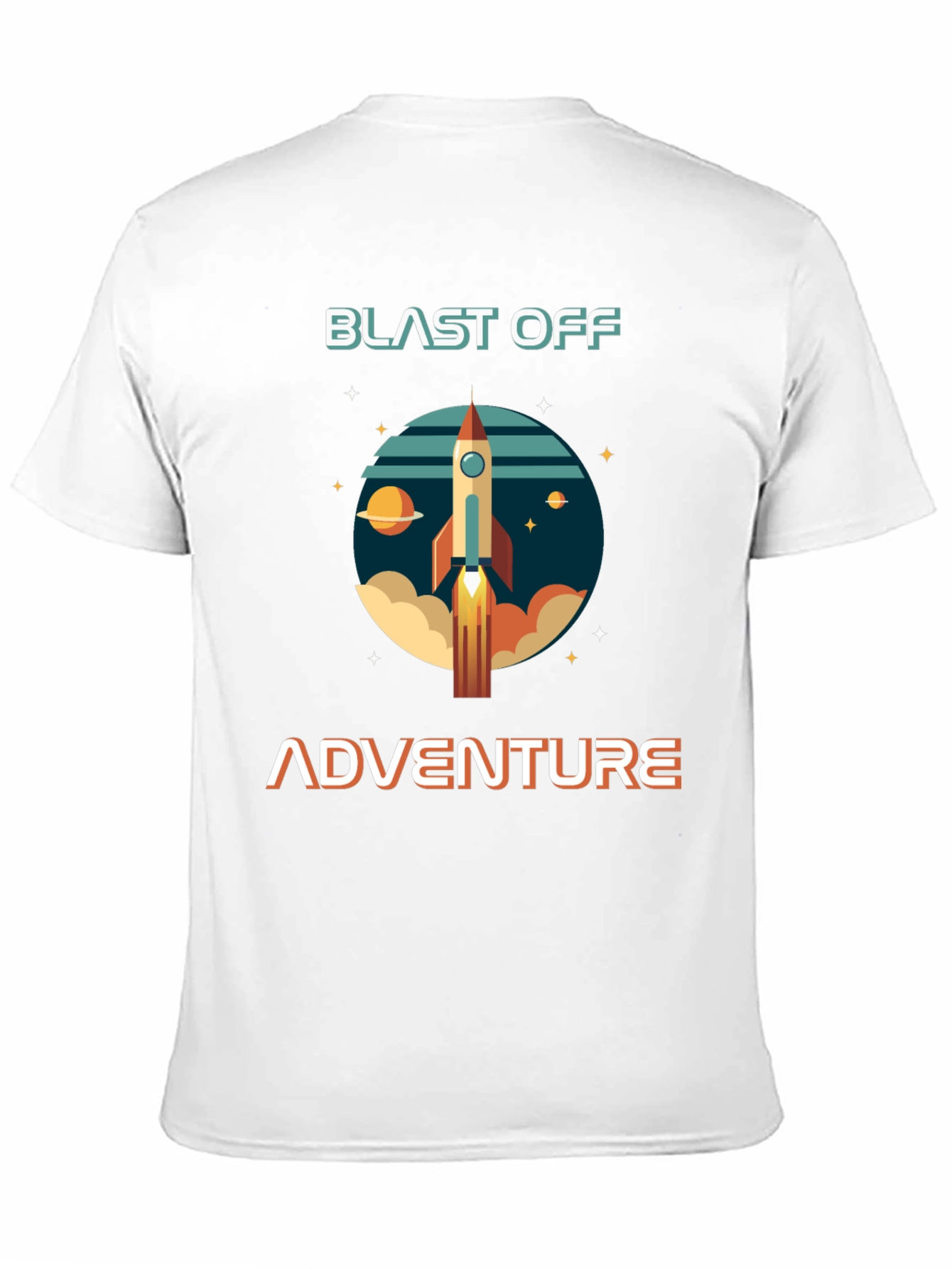 Blast Off Adventure Graphic T-Shirt - Space Rocket Design