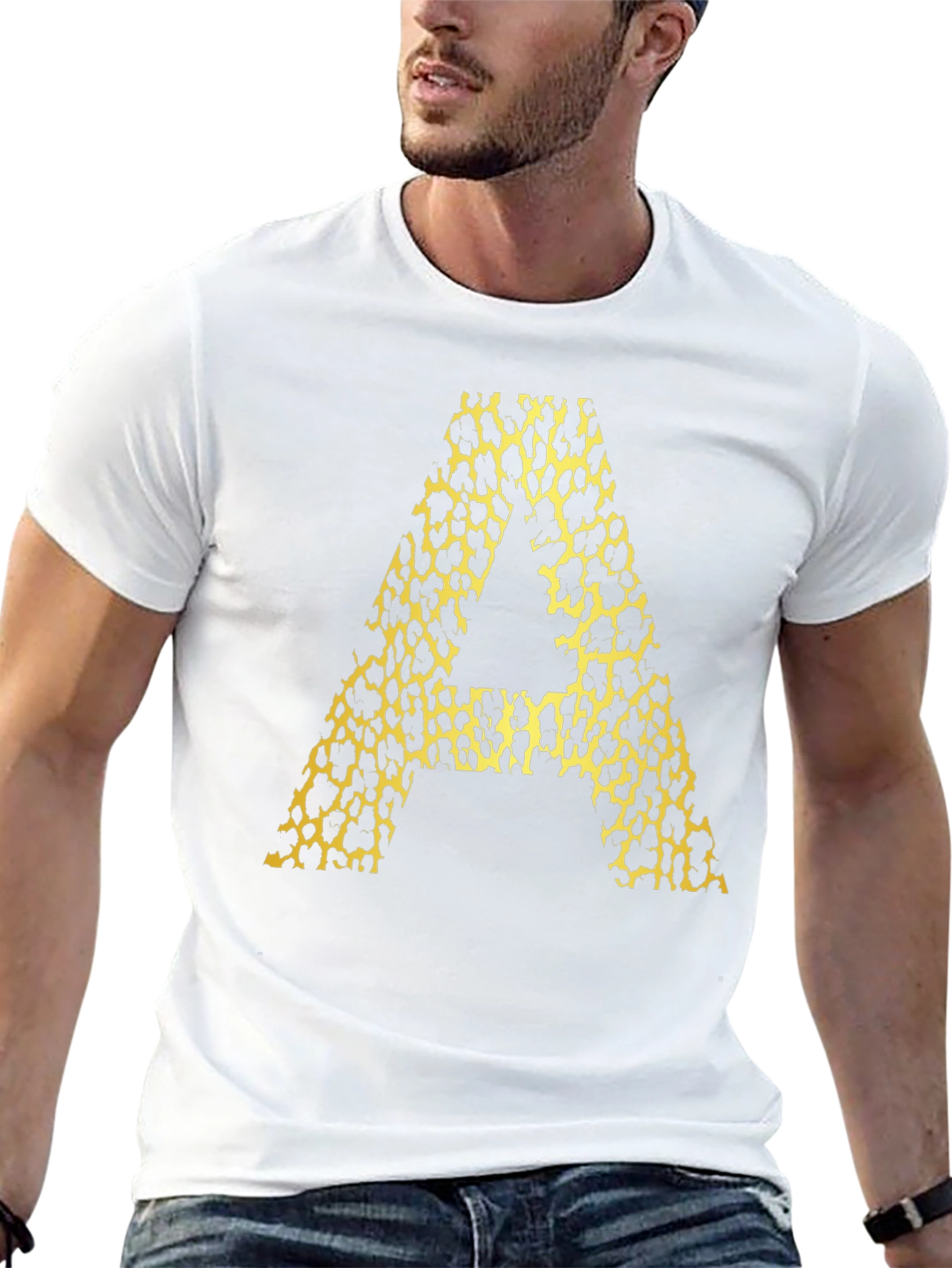Leopard Print A Graphic Tee - Mens Black T-Shirt