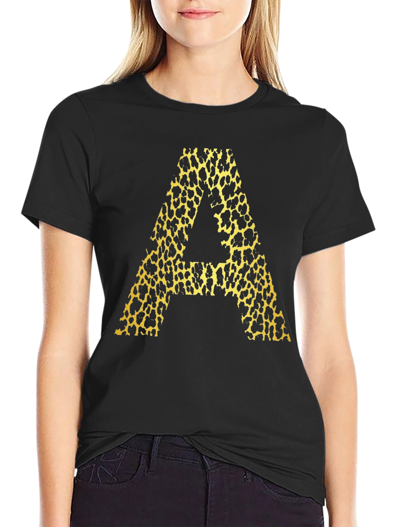 Leopard Print A Graphic Tee - Mens Black T-Shirt
