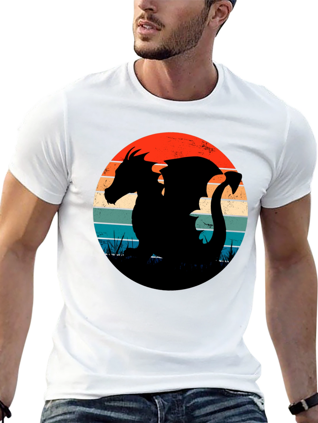 Retro Dragon Silhouette Graphic Tee