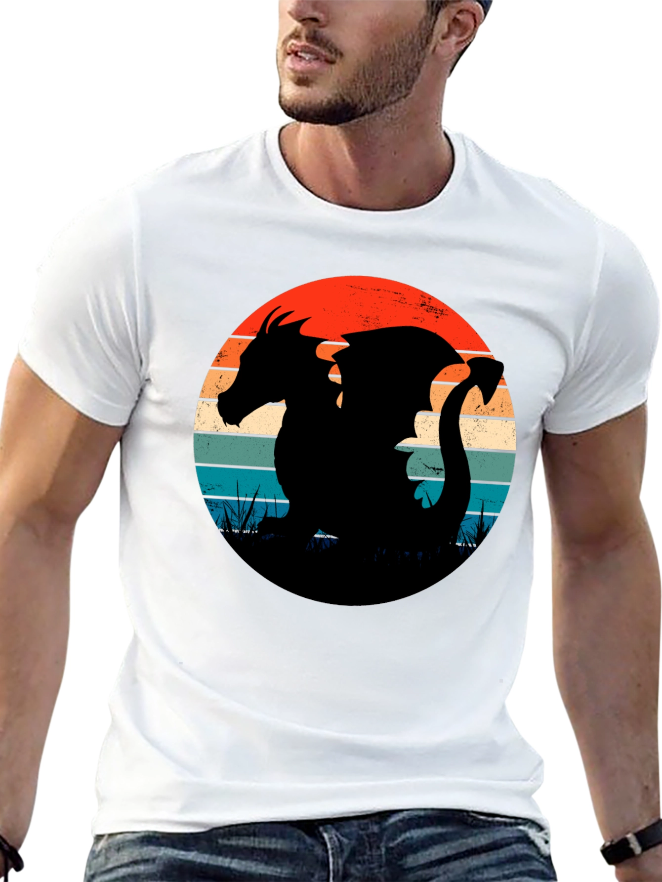 Retro Dragon Silhouette Graphic Tee