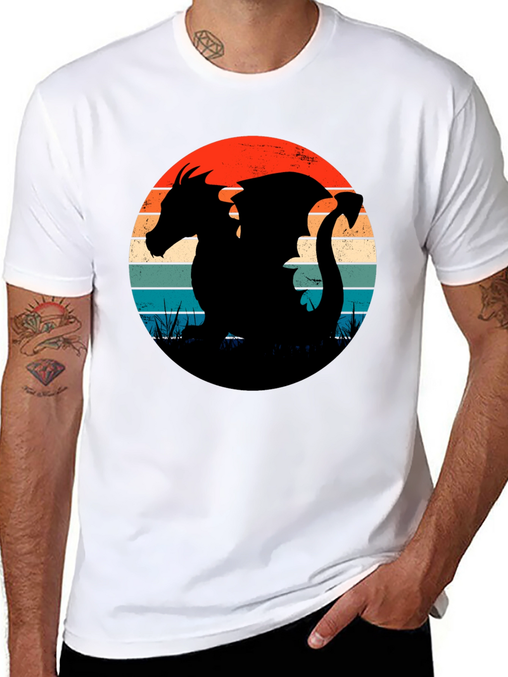 Retro Dragon Silhouette Graphic Tee