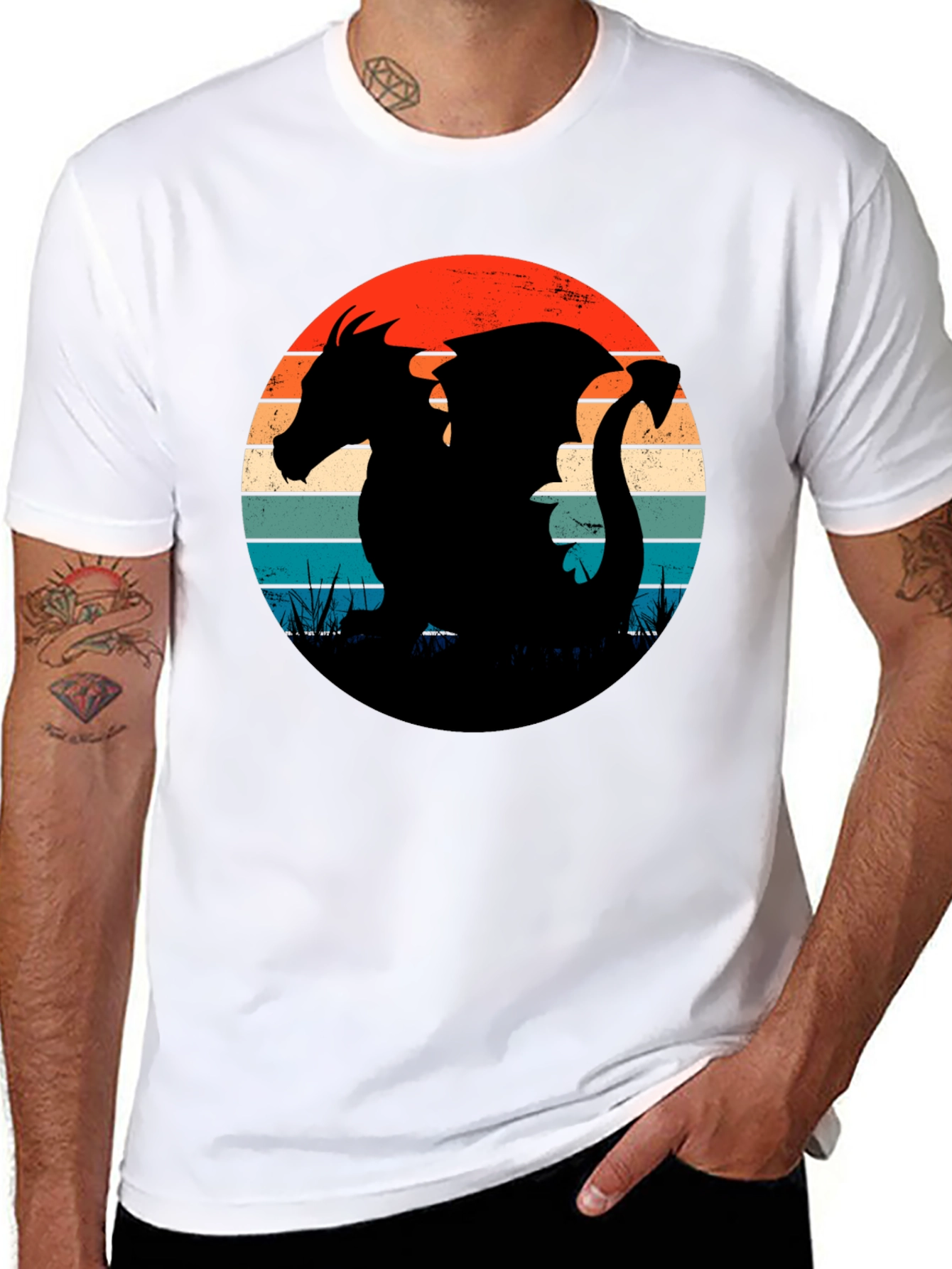 Retro Dragon Silhouette Graphic Tee