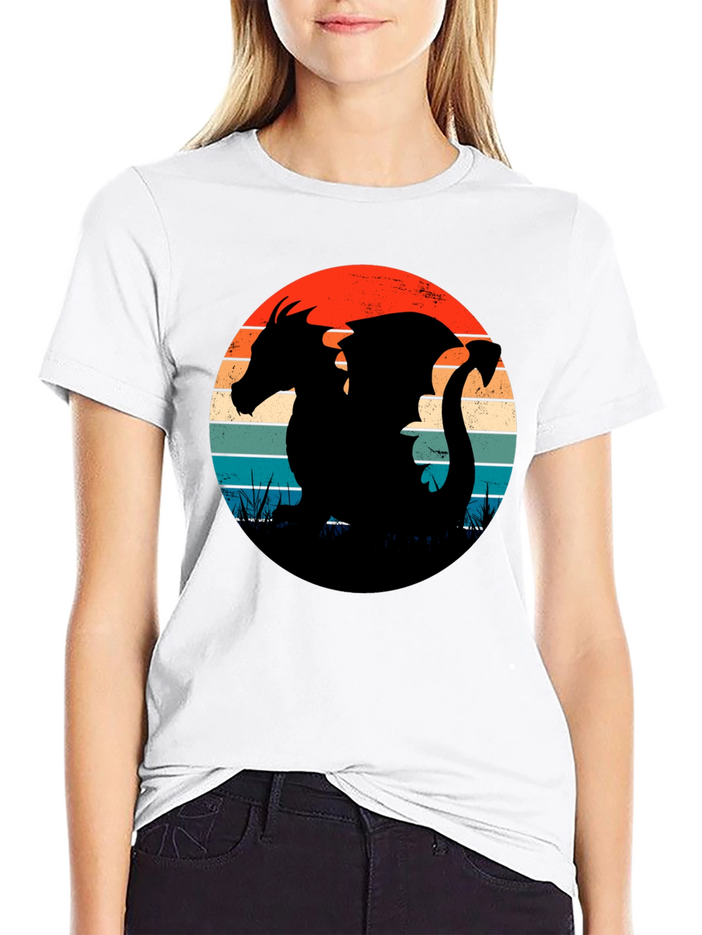 Retro Dragon Silhouette Graphic Tee