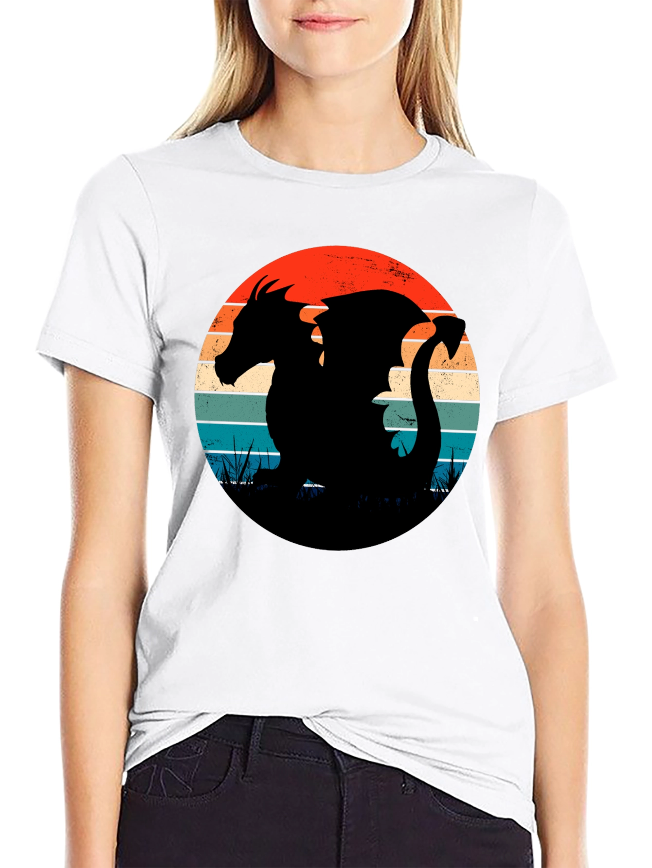 Retro Dragon Silhouette Graphic Tee