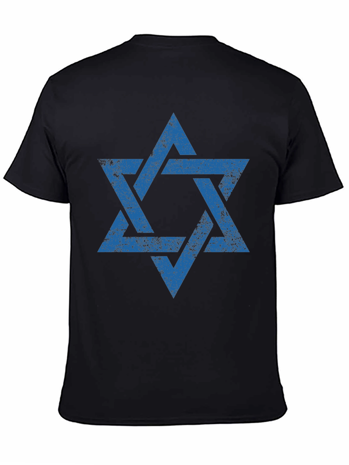 Distressed Star of David Graphic Tee - Black