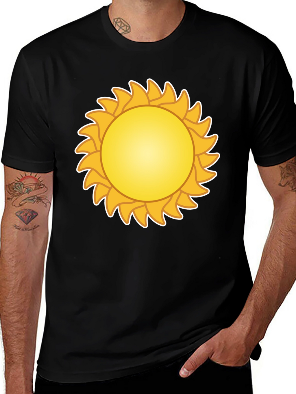 Sunny Day Graphic Tee - Black Cotton T-Shirt