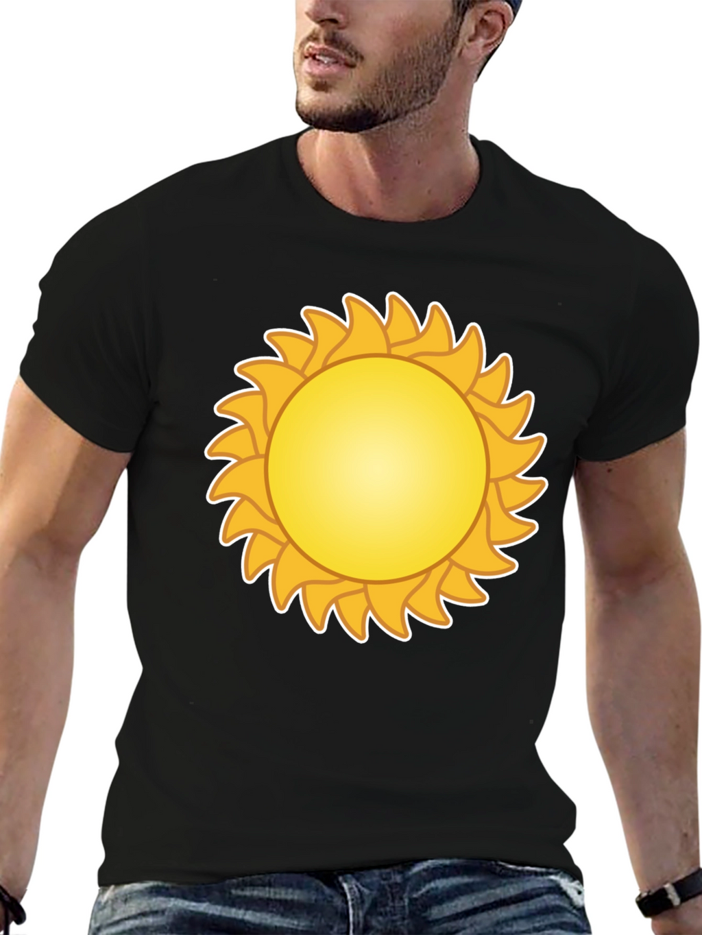 Sunny Day Graphic Tee - Black Cotton T-Shirt