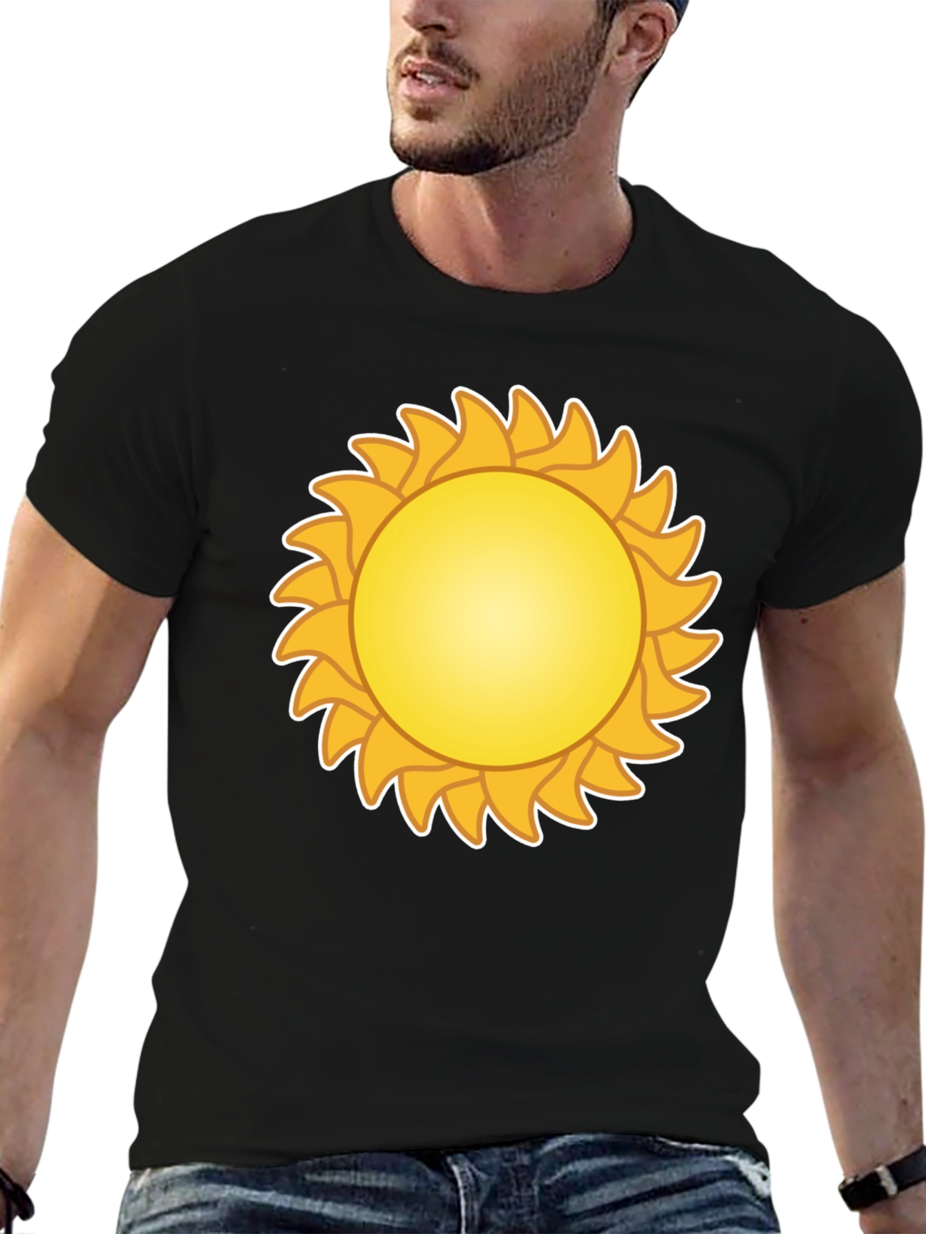 Sunny Day Graphic Tee - Black Cotton T-Shirt