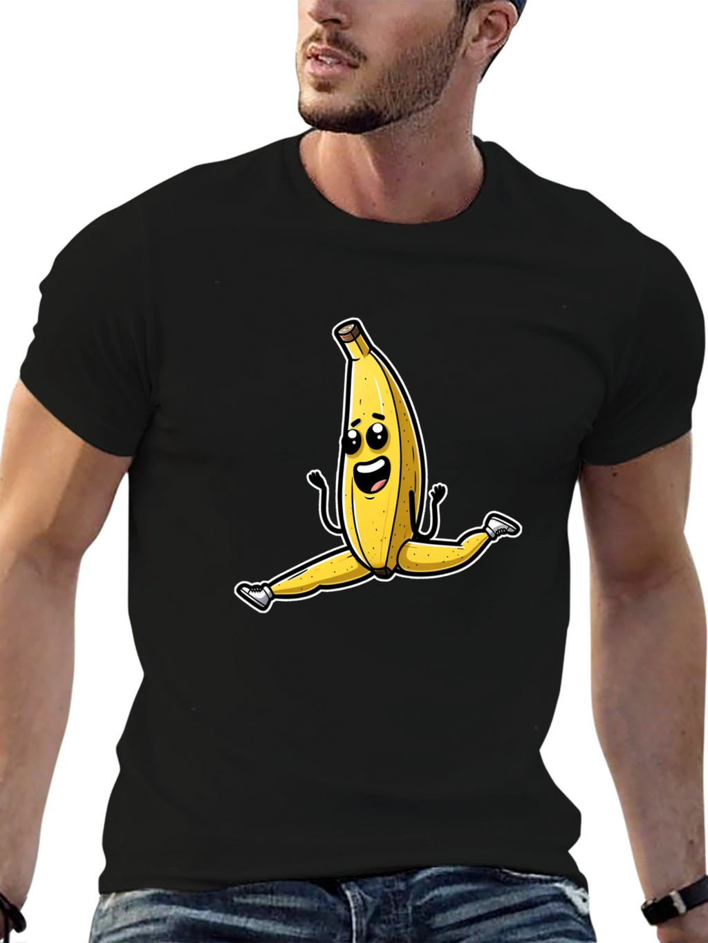 Funny Banana Split T-Shirt - Black