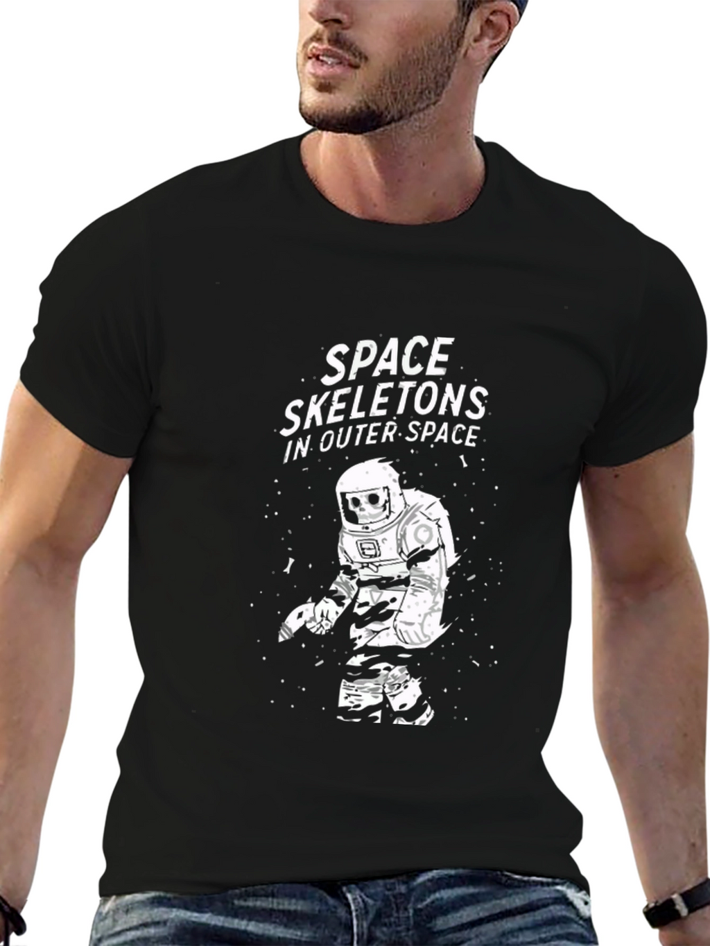 Space Skeleton T-Shirt - Outer Space Astronaut Graphic Tee