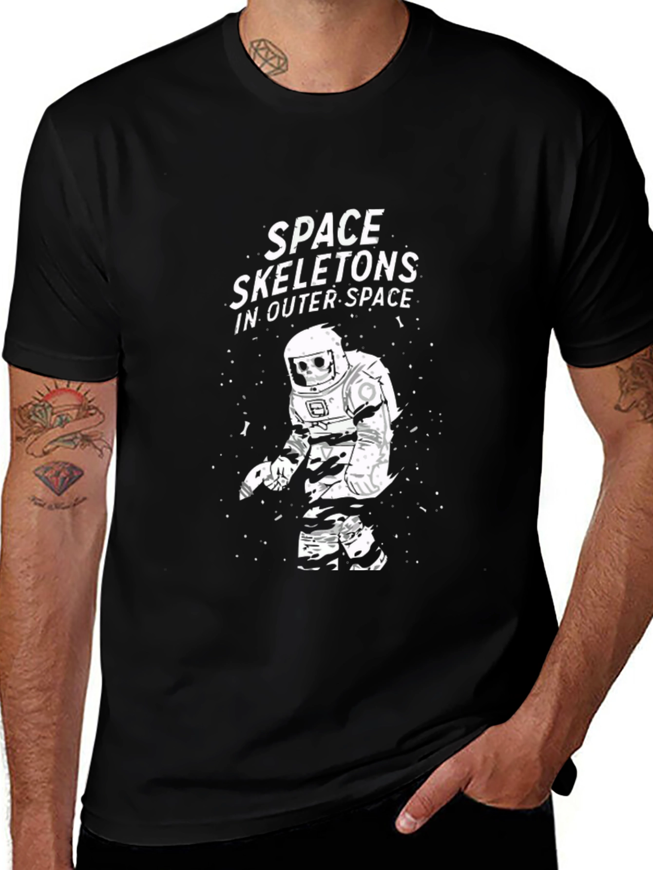 Space Skeleton T-Shirt - Outer Space Astronaut Graphic Tee