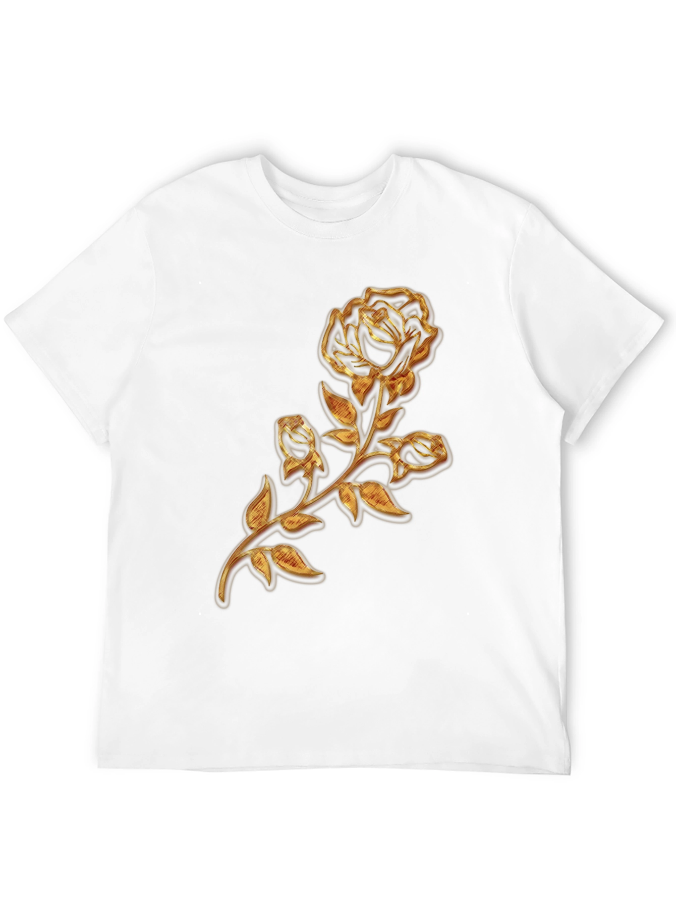 Golden Rose Embossed Graphic T-Shirt
