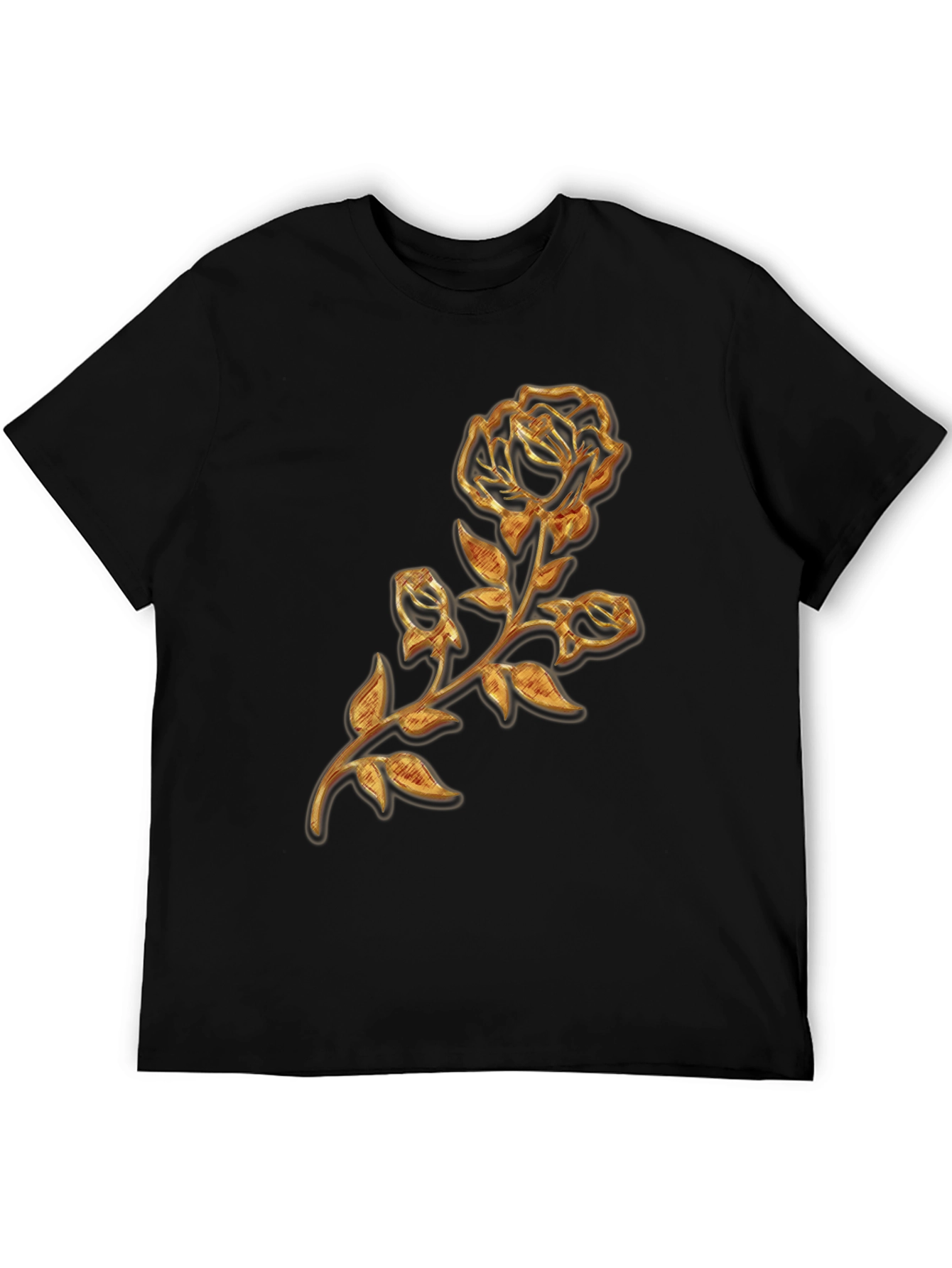 Golden Rose Embossed Graphic T-Shirt