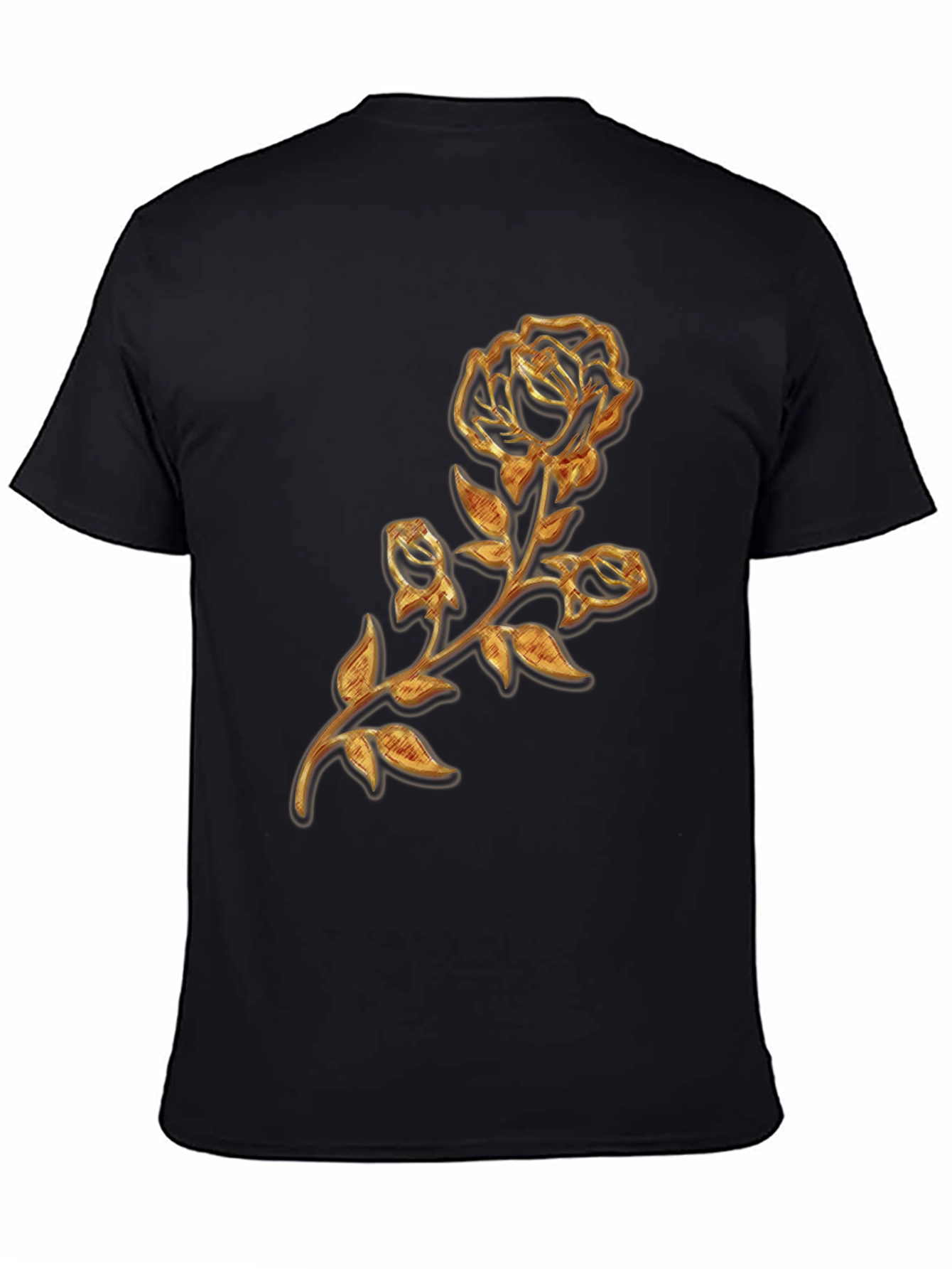 Golden Rose Embossed Graphic T-Shirt