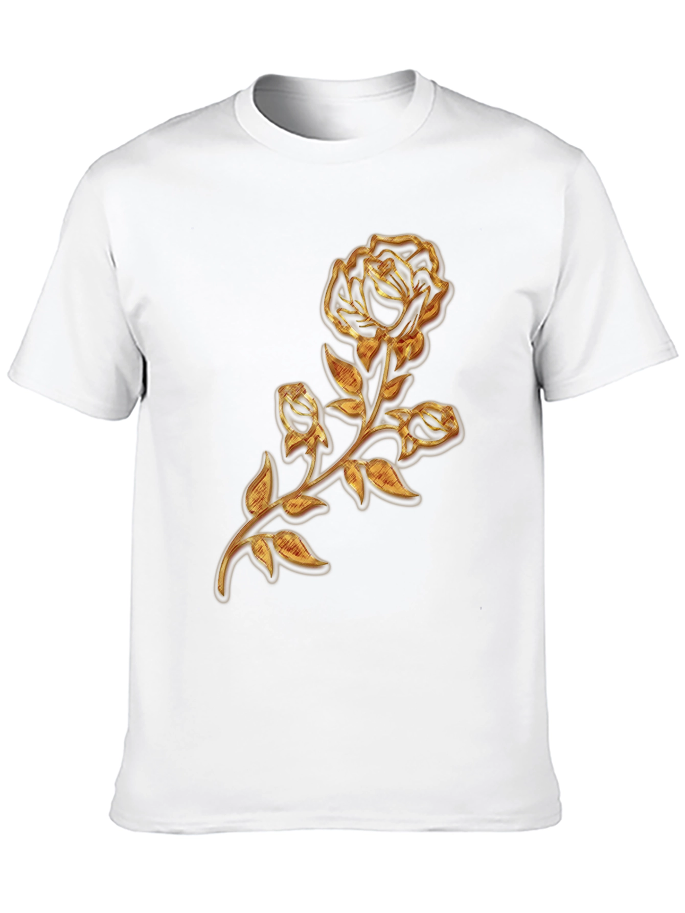 Golden Rose Embossed Graphic T-Shirt