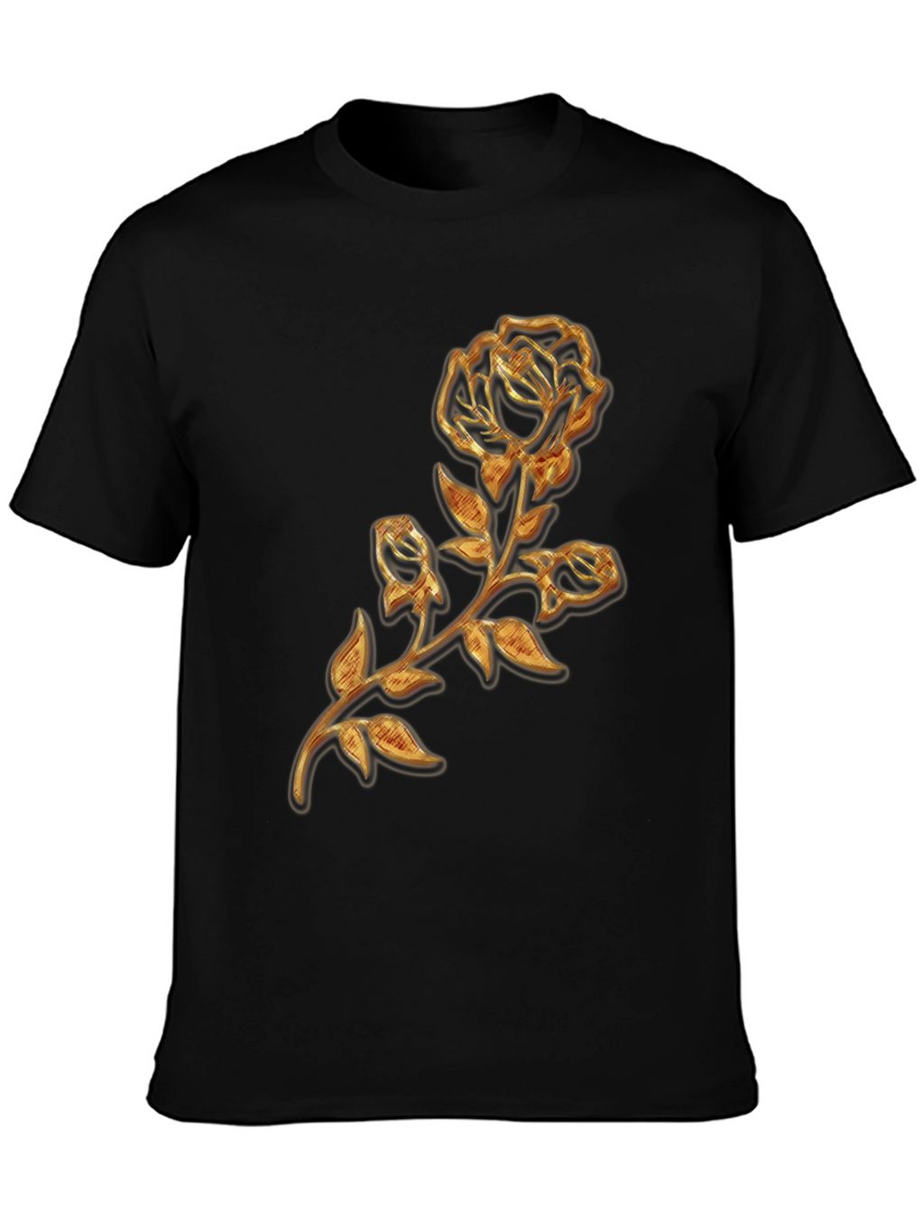 Golden Rose Embossed Graphic T-Shirt