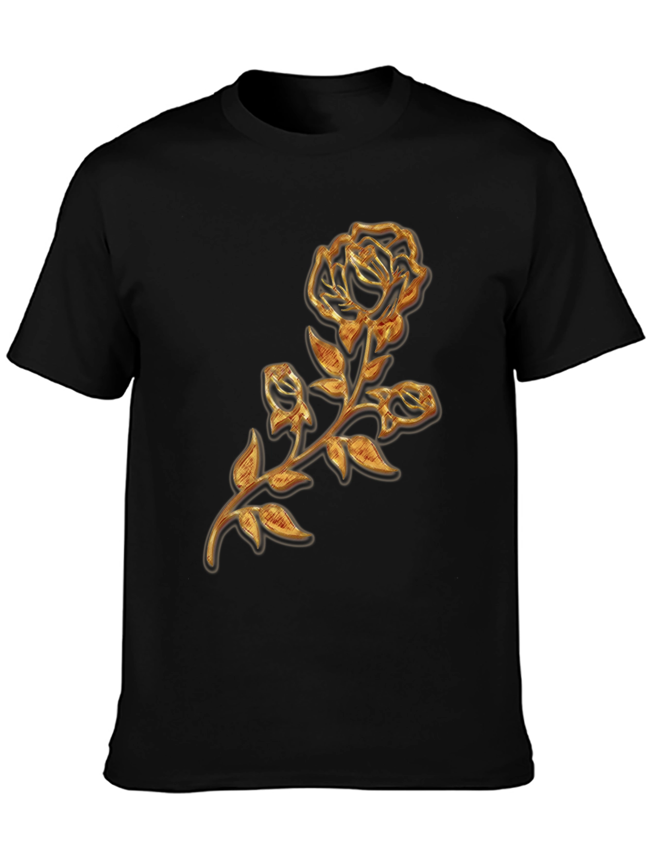 Golden Rose Embossed Graphic T-Shirt