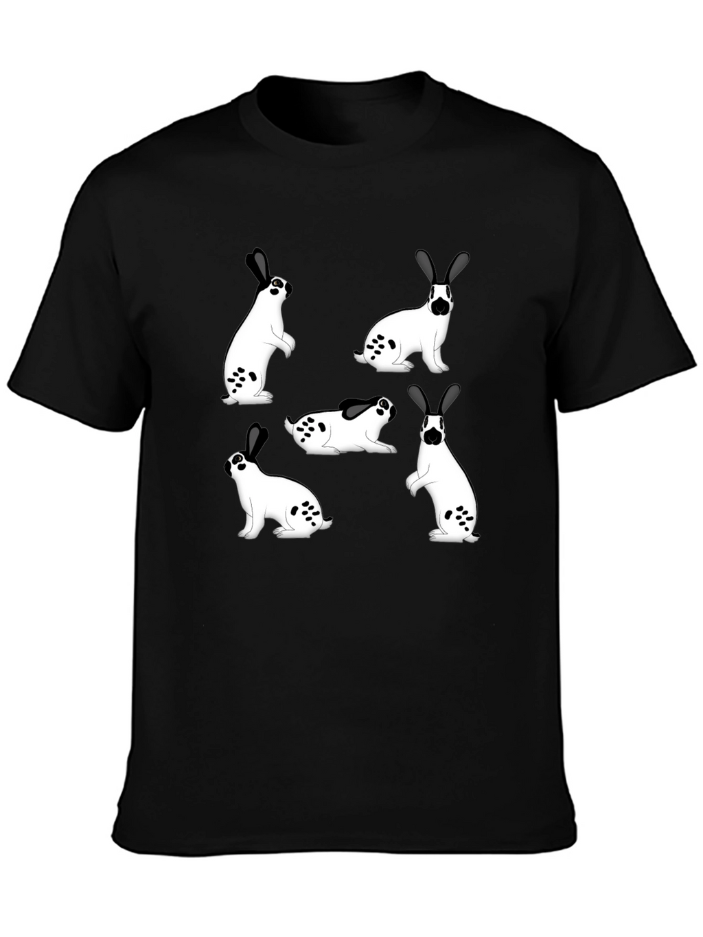 Rabbit Print Black T-Shirt