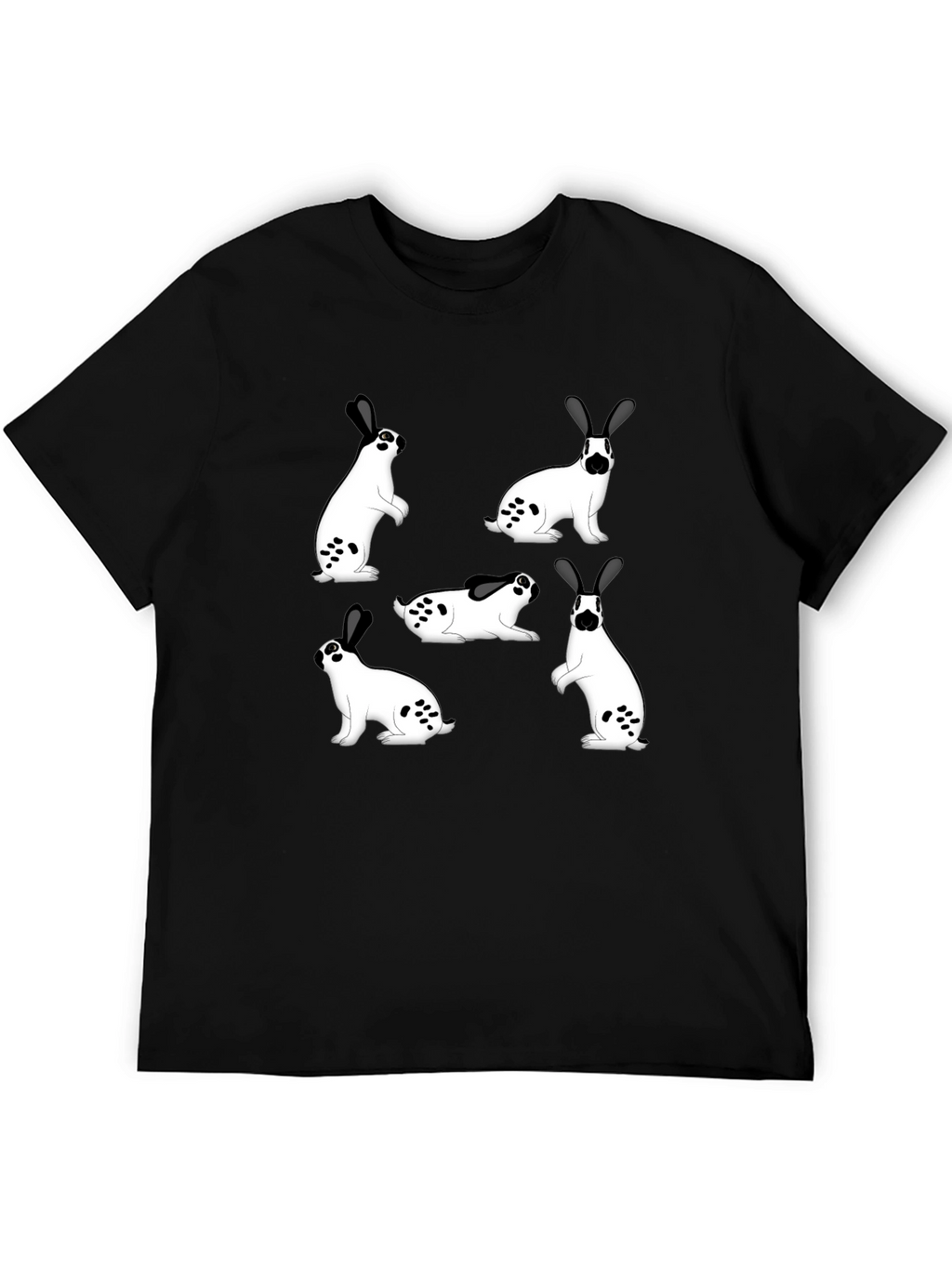 Rabbit Print Black T-Shirt