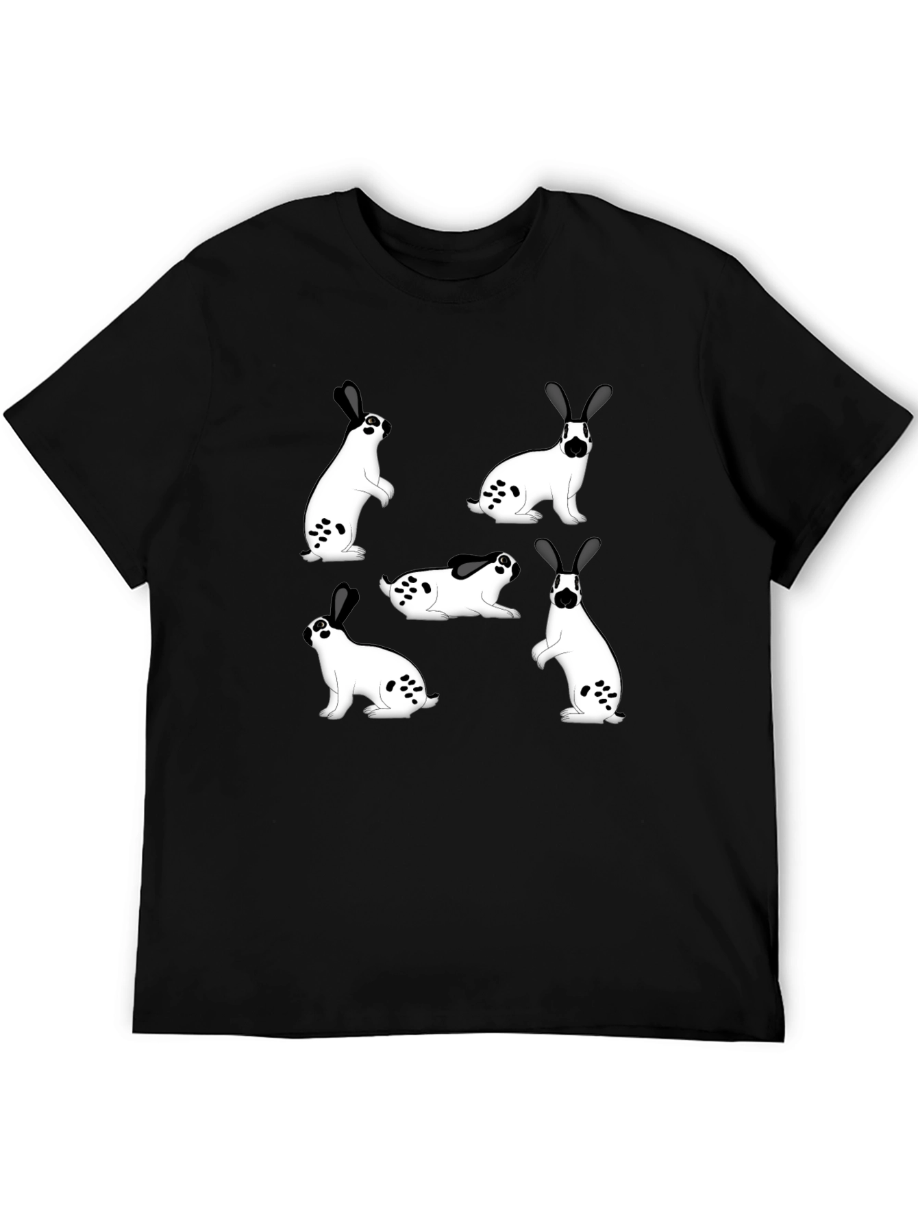 Rabbit Print Black T-Shirt