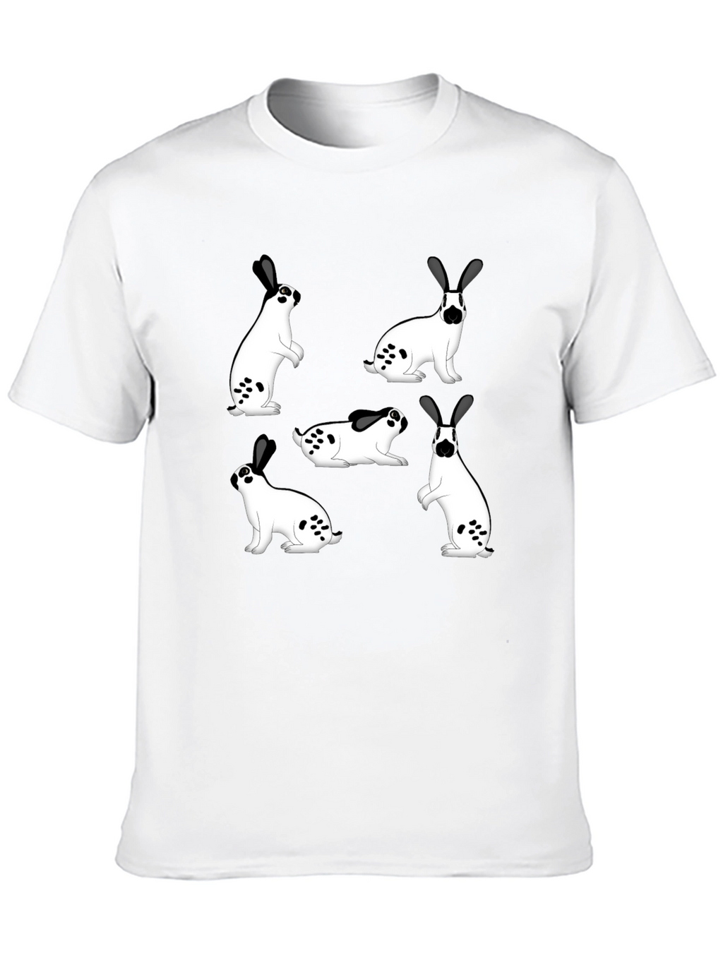 Rabbit Print Black T-Shirt