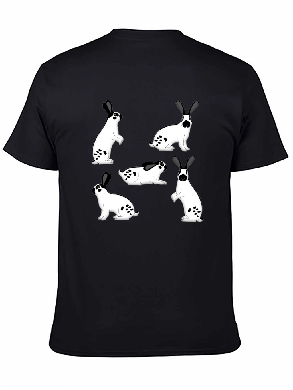 Rabbit Print Black T-Shirt