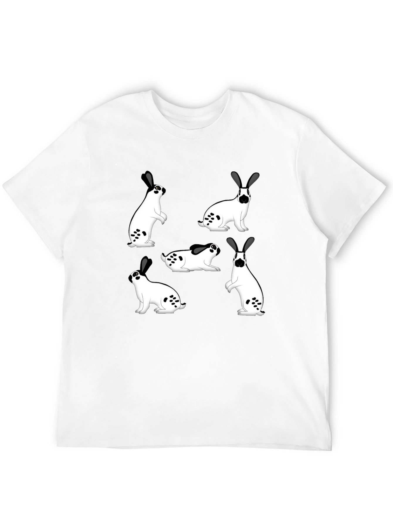 Rabbit Print Black T-Shirt